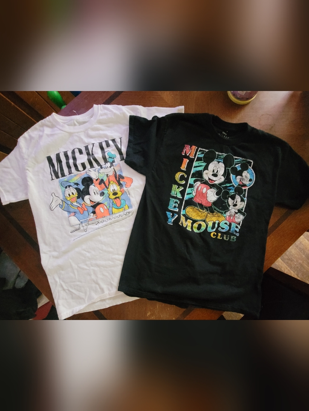 Disney Mickey Mouse Graphic Tee - 1 Black and 1 White Size Medium